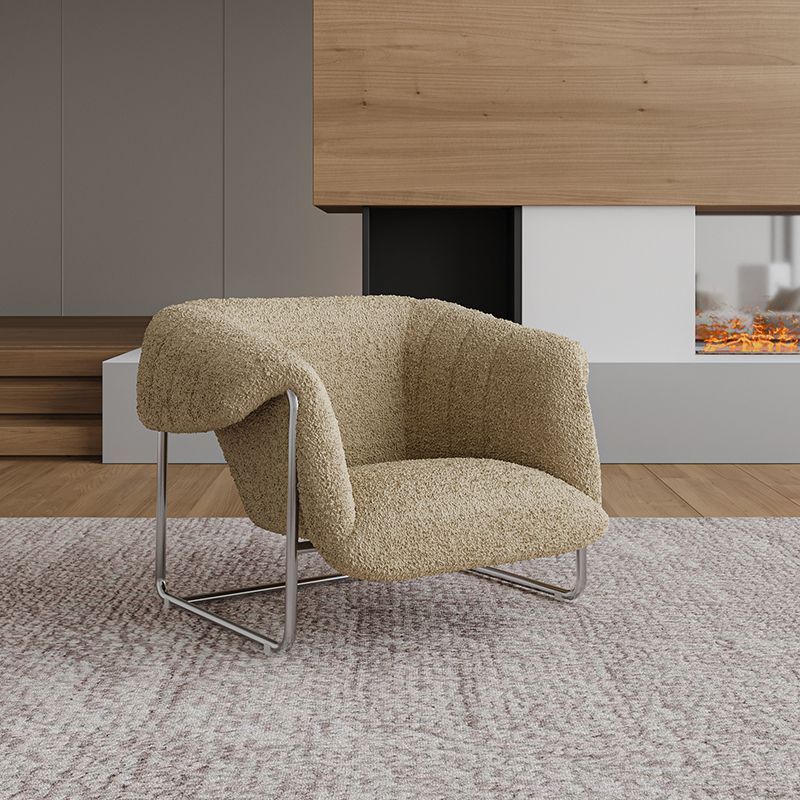 Bauhaus Bouclé Lounge Chair — Mid-Century Modern Single Sofa for Living Room