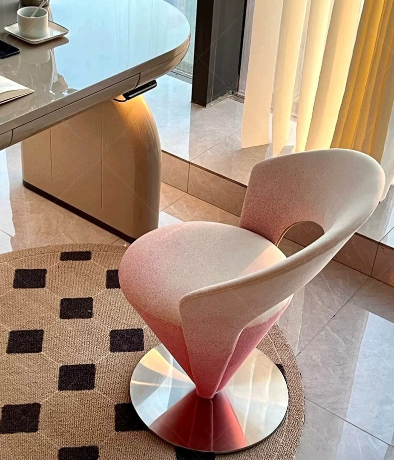 Italian Luxury Swivel Vanity Chair — Elegant Modern Backrest Desk Chair for Bedroom & Office