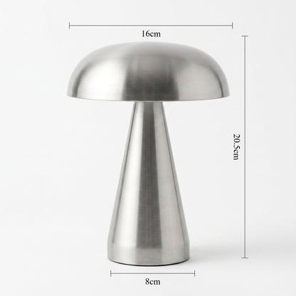 Nordic Mushroom Table Lamp – Rechargeable Stainless Steel Ambient Light