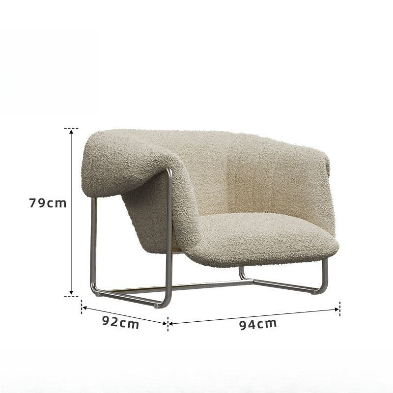 Bauhaus Bouclé Lounge Chair — Mid-Century Modern Single Sofa for Living Room