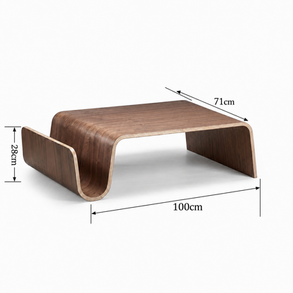 Scando Coffee Table & Mag Side Table—Mid-Century Modern Curved Wood Lounge Collection
