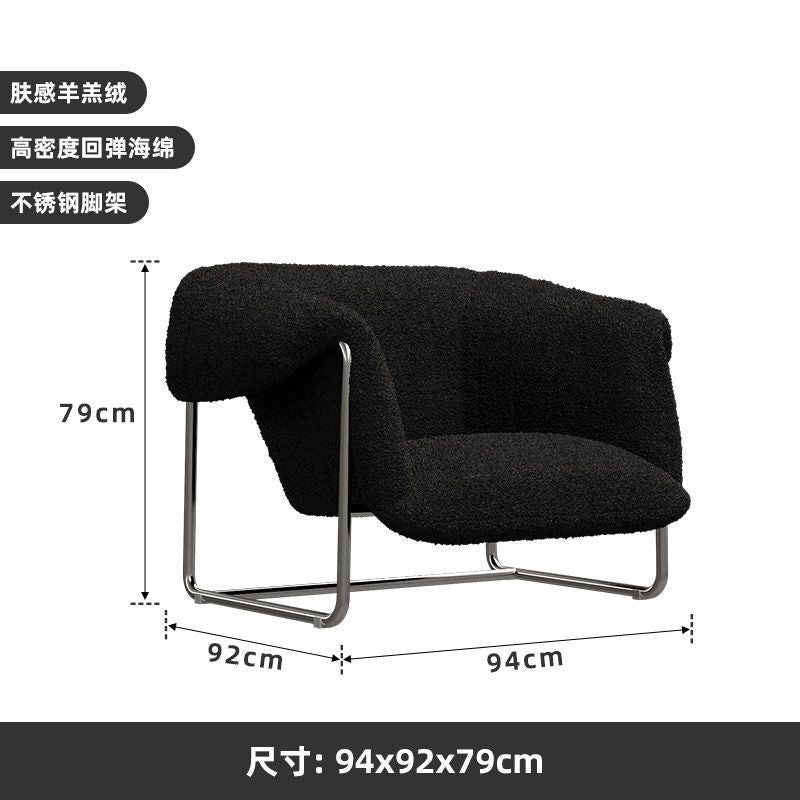 Bauhaus Bouclé Lounge Chair — Mid-Century Modern Single Sofa for Living Room