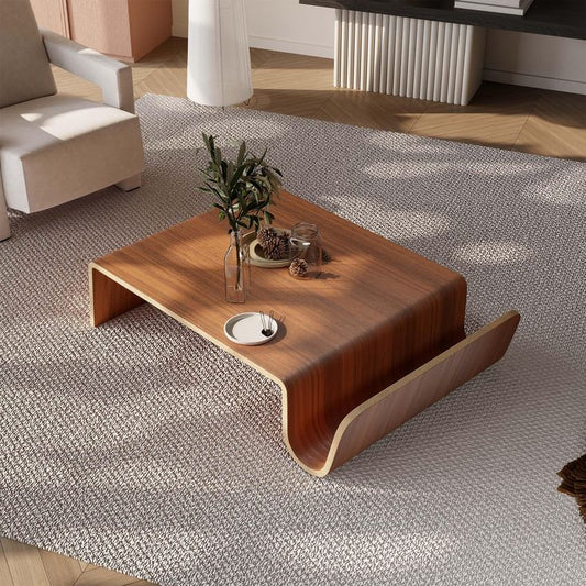 Scando Coffee Table & Mag Side Table—Mid-Century Modern Curved Wood Lounge Collection