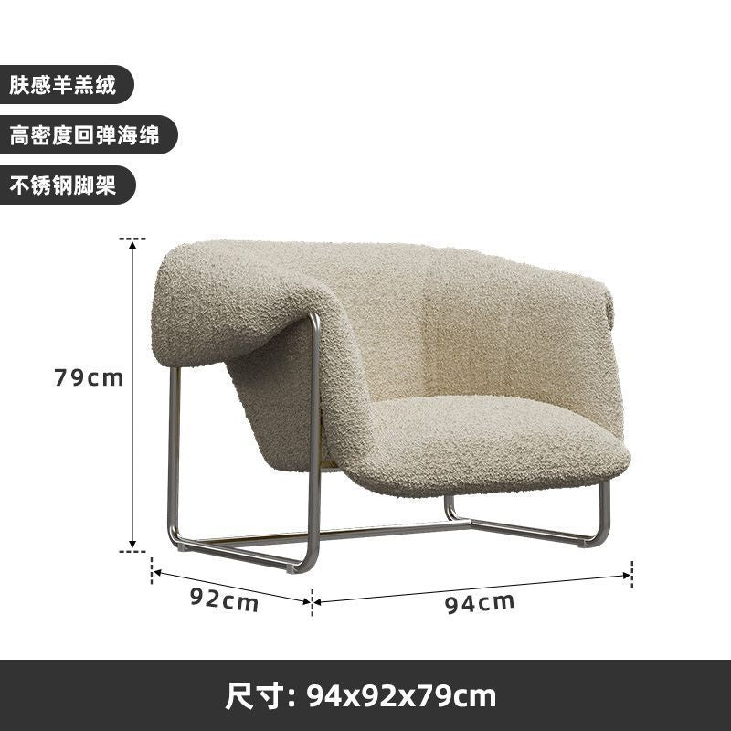 Bauhaus Bouclé Lounge Chair — Mid-Century Modern Single Sofa for Living Room