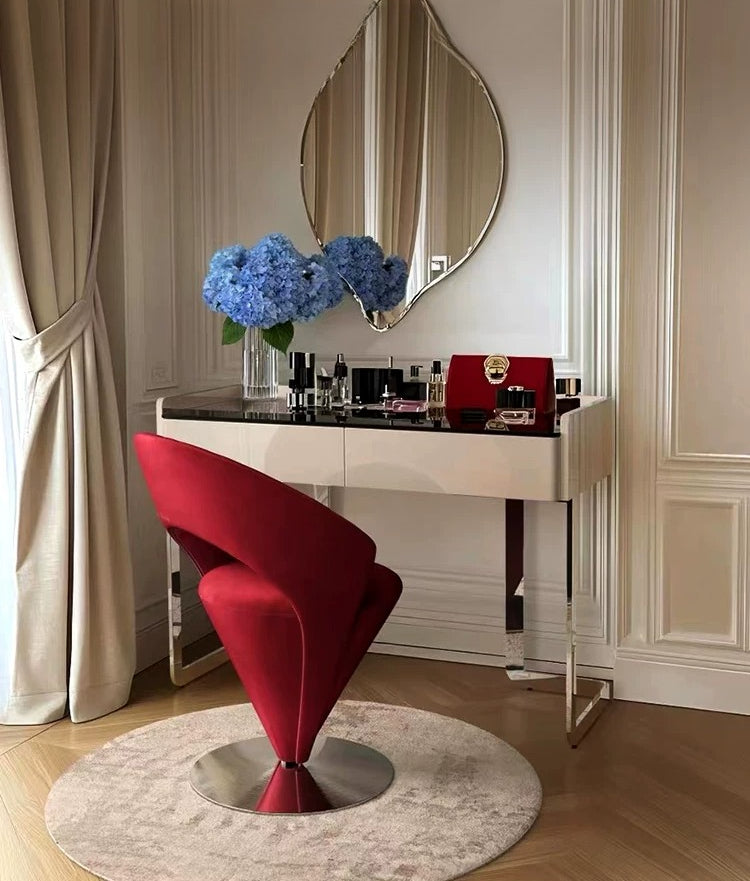 Italian Luxury Swivel Vanity Chair — Elegant Modern Backrest Desk Chair for Bedroom & Office