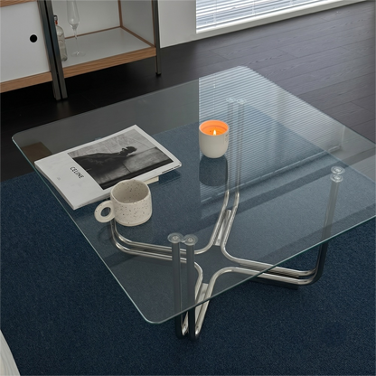 Glassline Coffee Table – Bauhaus-Inspired Transparency & Steel