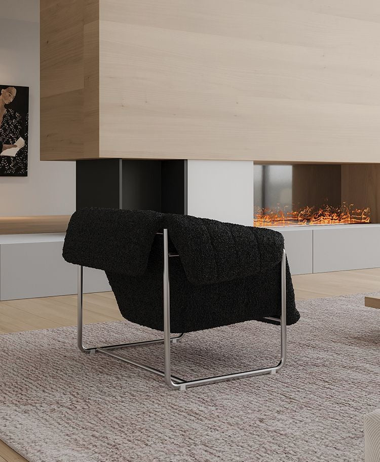 Bauhaus Bouclé Lounge Chair — Mid-Century Modern Single Sofa for Living Room