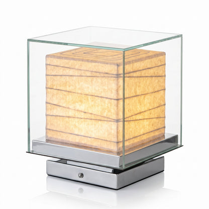 Wabi-Sabi Paper Cube Table Lamp – Handmade Rice Paper Ambient Light