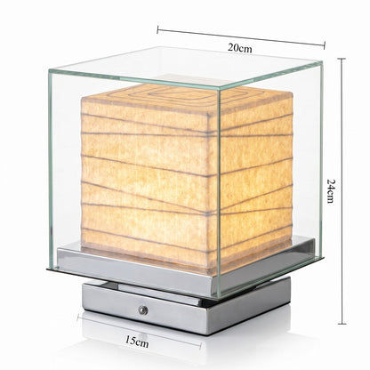 Wabi-Sabi Paper Cube Table Lamp – Handmade Rice Paper Ambient Light