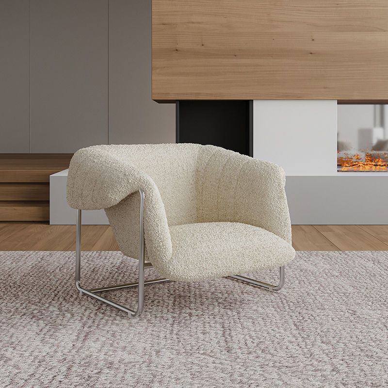 Bauhaus Bouclé Lounge Chair — Mid-Century Modern Single Sofa for Living Room