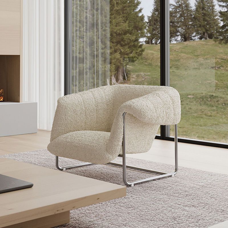 Bauhaus Bouclé Lounge Chair — Mid-Century Modern Single Sofa for Living Room