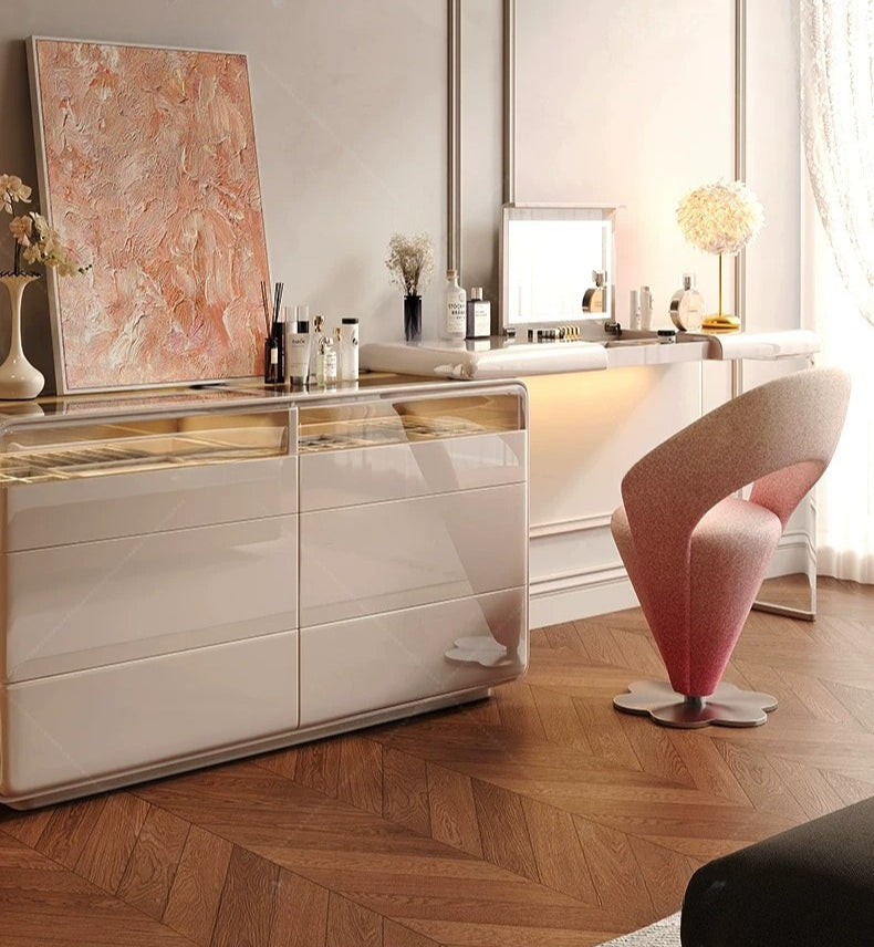 Italian Luxury Swivel Vanity Chair — Elegant Modern Backrest Desk Chair for Bedroom & Office