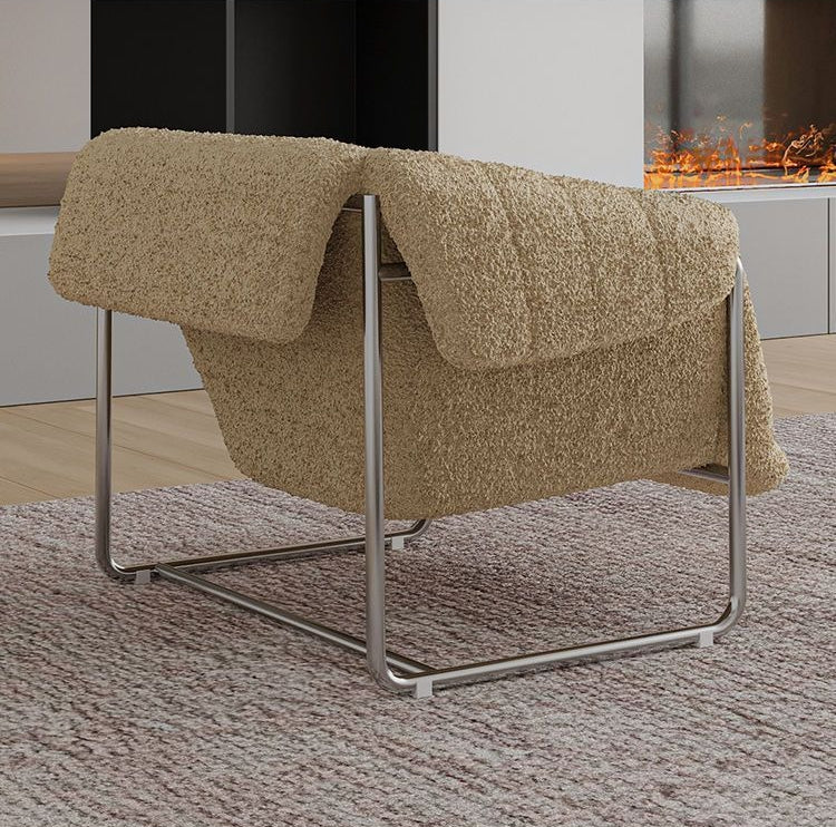 Bauhaus Bouclé Lounge Chair — Mid-Century Modern Single Sofa for Living Room
