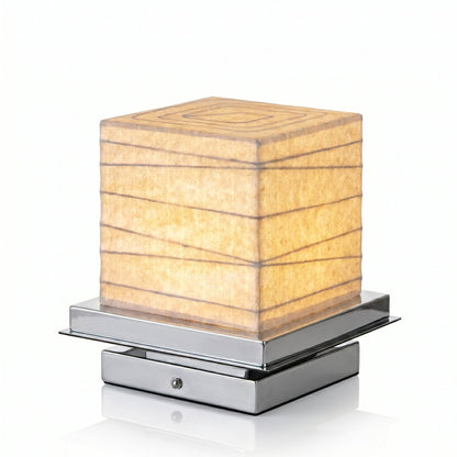 Wabi-Sabi Paper Cube Table Lamp – Handmade Rice Paper Ambient Light